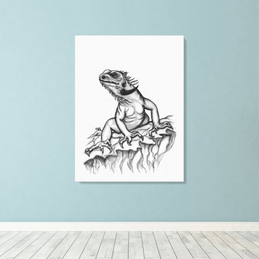 Draak op de rots canvas afdruk (Insitu (Houten vloer))