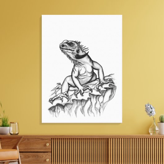 Draak op de rots canvas afdruk (Insitu (Woonkamer))