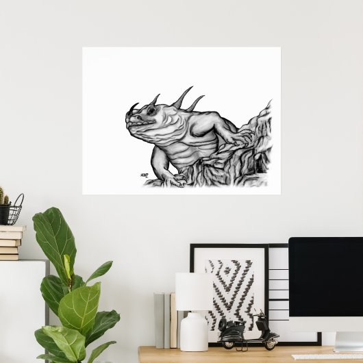 Draak op de rots poster (Thuiskantoor)