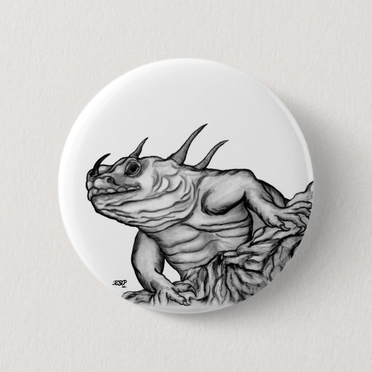 Draak op de rots ronde button 5,7 cm (Voorkant)