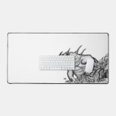 Draak op de rots, zwart-wit design bureaumat (Keyboard & Muis)