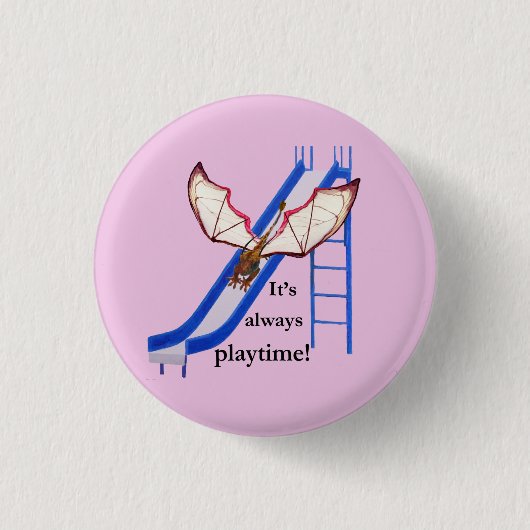 Draak op dia ronde button 3,2 cm (Voorkant)