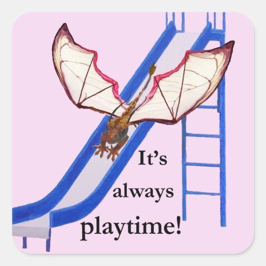 Draak op dia vierkante sticker (Voorkant)