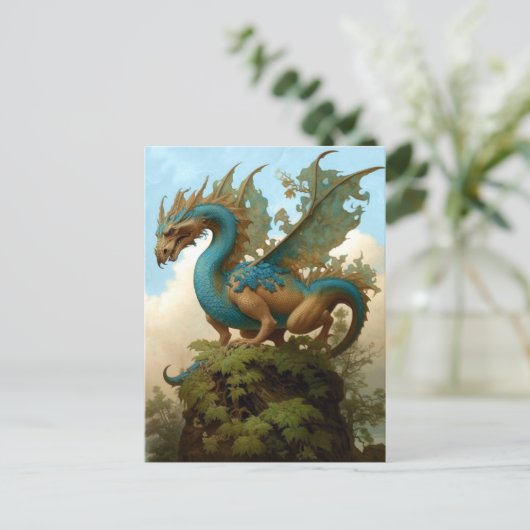 Draak op een Briefkaart van de Fantasy Art (Staand voorkant)