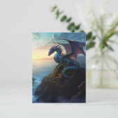 Draak op een Cliff Fantasy Art Briefkaart (Staand voorkant)