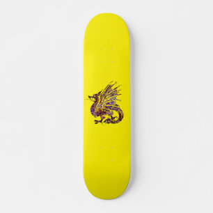 Draak op het Paarse en goudskateboard Persoonlijk Skateboard