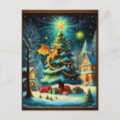 Draak op kerstavond feestdagenkaart (Voorkant)