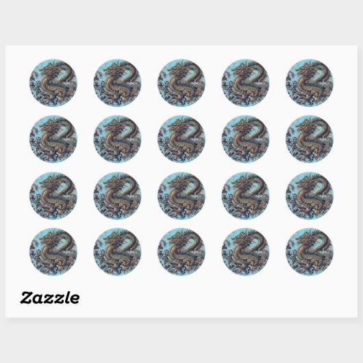 Draak op maat ronde stickers (Vel)