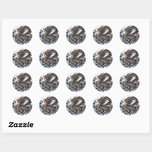 Draak op maat ronde stickers (Vel)
