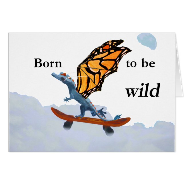 Draak op skateboard (Voorkant Horizontaal)