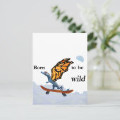 Draak op skateboard briefkaart (Staand voorkant)