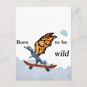 Draak op skateboard briefkaart