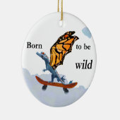 Draak op skateboard keramisch ornament (Rechts)