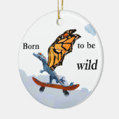 Draak op skateboard keramisch ornament (Links)