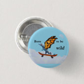 Draak op skateboard ronde button 3,2 cm (Voorkant /achterkant)