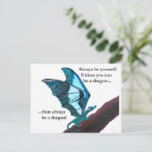 Draak op vertakking briefkaart (Staand voorkant)