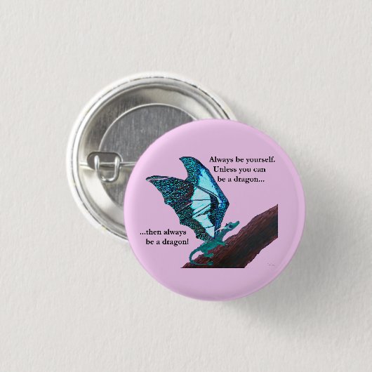 Draak op vertakking ronde button 3,2 cm (Voorkant /achterkant)