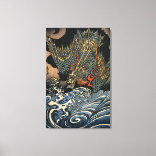  draak op Zee Canvas Afdruk