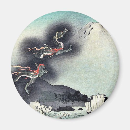 Draak over de berg Fuji Ukiyoe Magneet (Voorkant)
