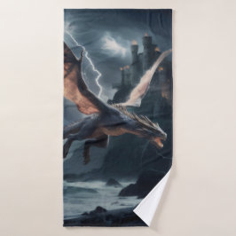 Draak over het kasteel. badhanddoek