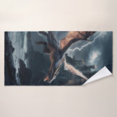 Draak over het kasteel. badhanddoek (Badhanddoek)