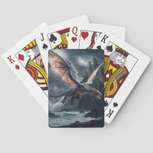 Draak over het kasteel. pokerkaarten