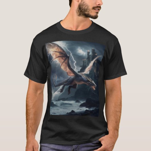 Draak over het kasteel. t-shirt (Voorkant)