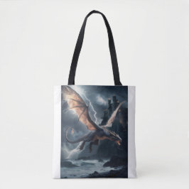 Draak over het kasteel. tote bag