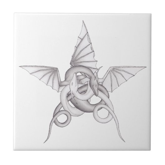 Draak Pentagram Tegeltje (Voorkant)