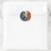 Draak & Phoenix Yin Yang Ronde Sticker (Tas)