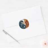 Draak & Phoenix Yin Yang Ronde Sticker (Envelop)