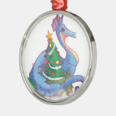 Draak rond de kerstboom metalen ornament (Links)