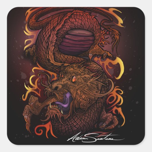 Draak (Signature Design) Vierkante Sticker (Voorkant)