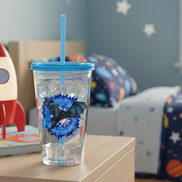 Draak Slang Ademt Vuur Blauwe Vlam Acryl Drinkbeker