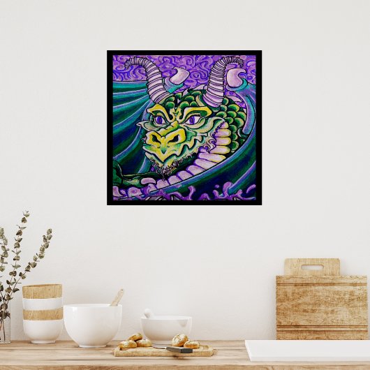 draak sluit (vierkant) poster (Keuken)