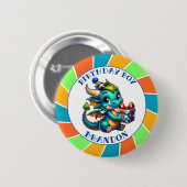 Draak Thema Verjaardagsjongen Ronde Button 5,7 Cm (Voorkant /achterkant)