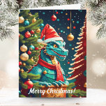 draak tijdens kerst kaart<br><div class="desc">Dit kunstwerk is voorzien van een  draak die kerst viert.</div>