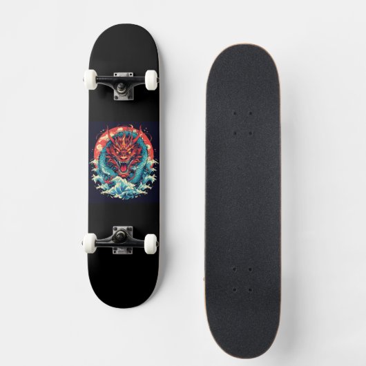 Draak tussen de golven persoonlijk skateboard (Voorkant)