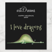 Draak uitgerekt op de vloer wijn etiket (Enkel label)