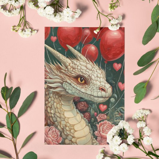 Draak Valentijnsdag Ballonnen Kaart