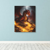 Draak van de Verborgen Schat Canvas Afdruk (Insitu (Houten vloer))
