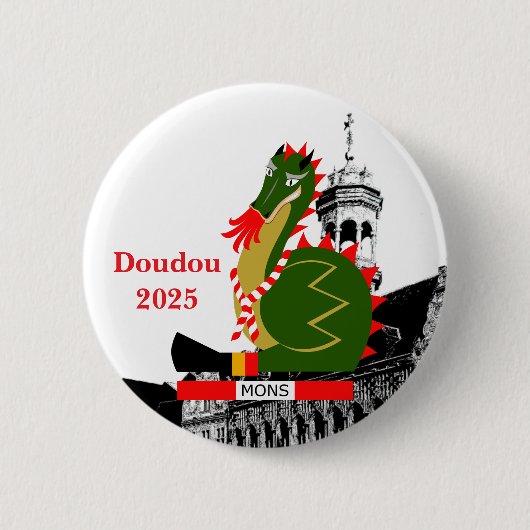 Draak van Doudou - Ducasse van Bergen in België Ronde Button 5,7 Cm (Voorkant)