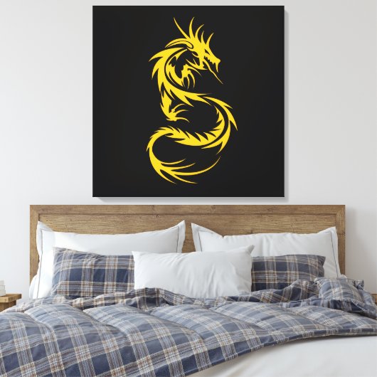 Draak van goud canvas afdruk (Insitu (Slaapkamer))