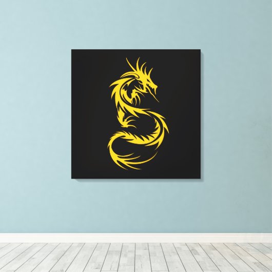 Draak van goud canvas afdruk (Insitu (Houten vloer))