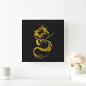 Draak van goud vierkante klok (Huis)