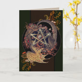 Draak van het nieuwe pentacle van de nieuwe kunst kaart (Gele Bloem)