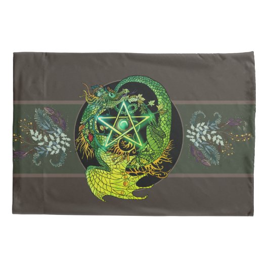 Draak van het nieuwe pentacle van de nieuwe kunst kussensloop (Achterkant)