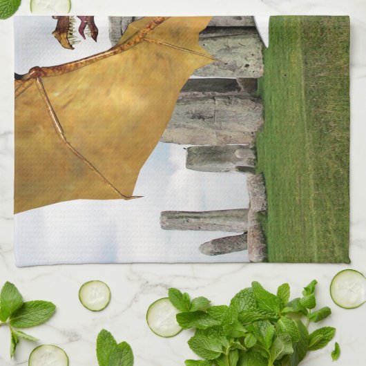 Draak van Stonehenge Theedoek (Gevouwen)