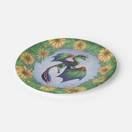 Draak van Summer Natuur Fantasy Art Papieren Bordje (Gekanteld)