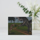 Draak Versus Weerwolf Fantasie Briefkaart (Staand voorkant)